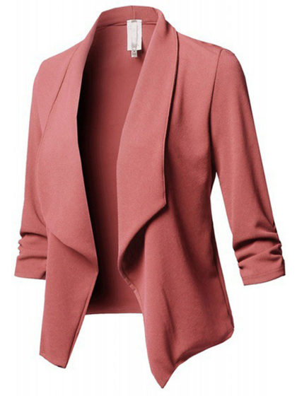 Fold Over Collar  Plain Blazer