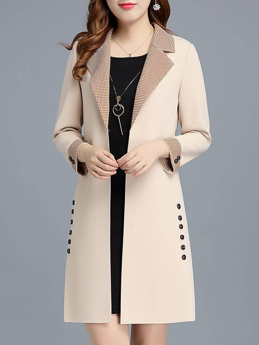Slim fit printed midi Fold-Over Collar coat