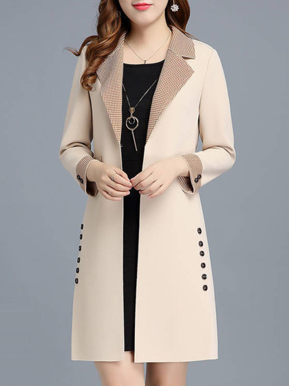 Slim fit printed midi Fold-Over Collar coat