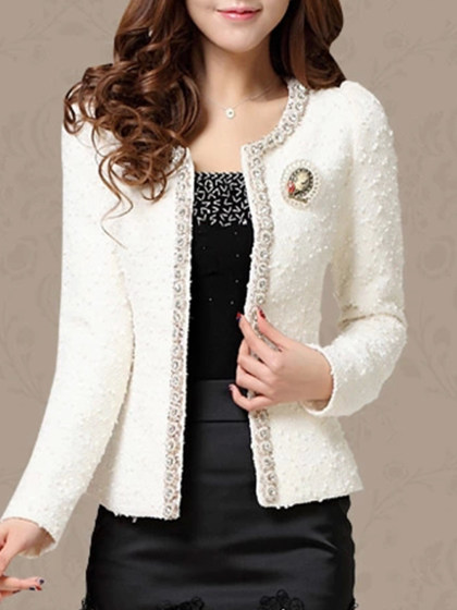 Fashion ladies stitching long sleeve slim-fit short coat