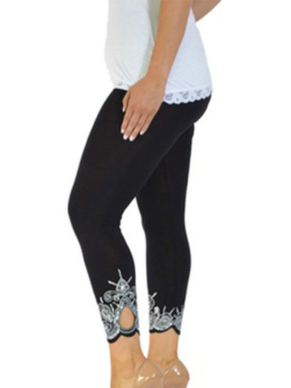 Slim slim printed nine-point leggings