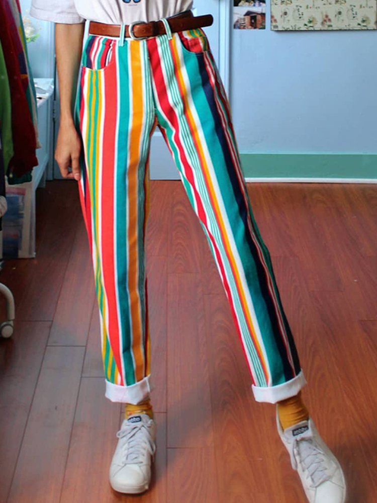 colorful striped pants