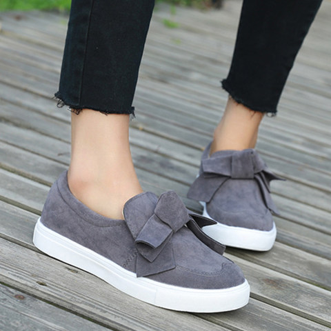 Womens Bow Solid Color Sneakers