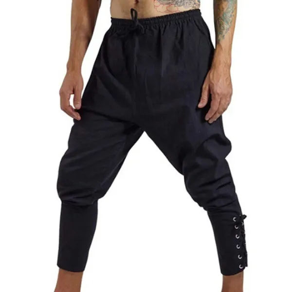 Men's pure color middle waist casual pants - Annafile.chimpone.com 
