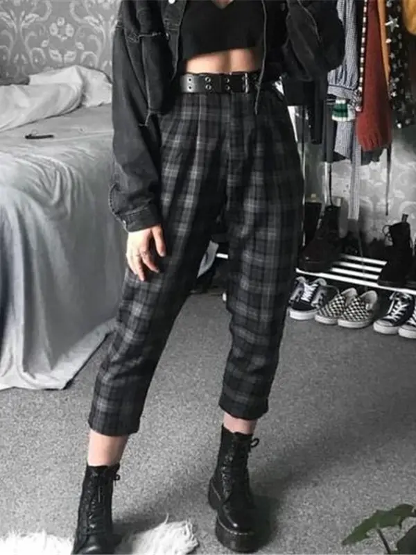 Casual Everyday Plaid Trousers - Inkshe.com 