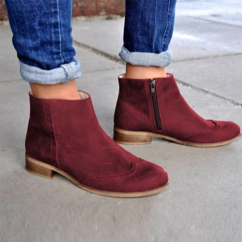 Chunky Low Heeled Round Toe Date Outdoor Short Ankle Boots