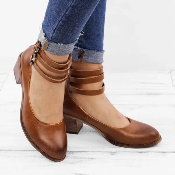 Plain  Chunky  Mid Heeled  Round Toe  Date Office Pumps - Ondaygirl.com 