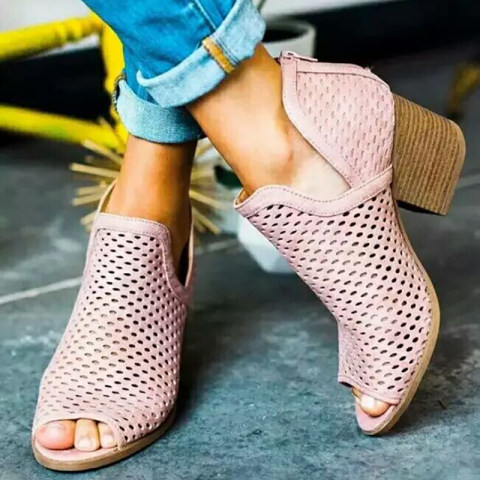 Fashion Hollow Open Toe Mesh Stiletto Heel Shoes