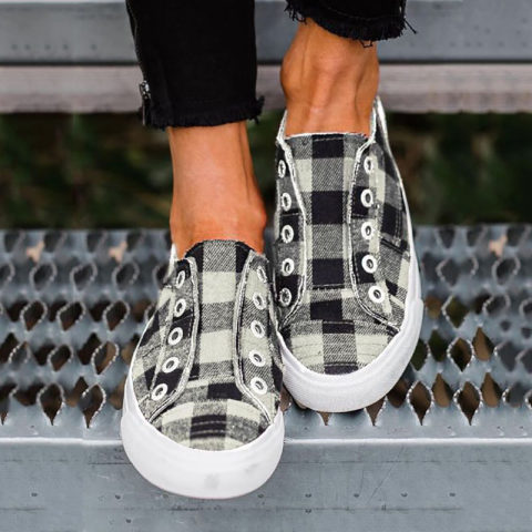 Casual Women Plaid Breathable Comnfortable Sneakers