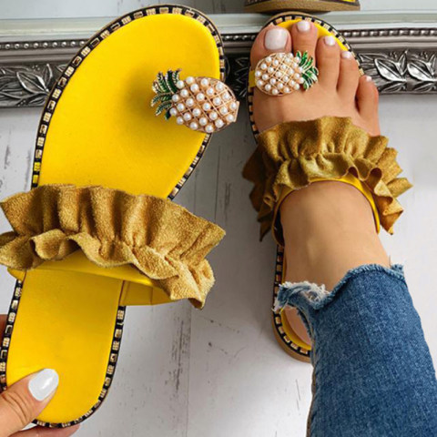 Womens Casual Pineapple Decorative Ruffle Sandals