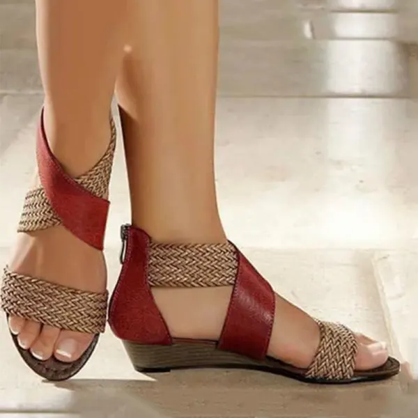 Women's Casual Colorblock Woven Sandals - Ondaygirl.com 