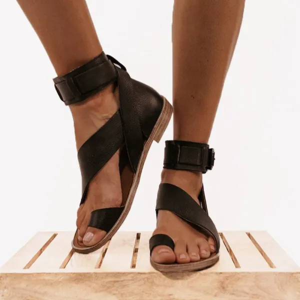 Flat high-top fish mouth cutout sandals - Leanarea.chimpone.com 