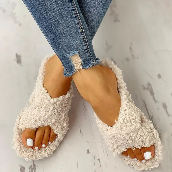 women's cross strap flat slippers - Leanarea.chimpone.com 