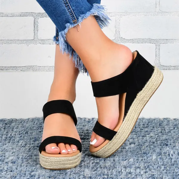 Women's wedge Hemp Rope Sandals - Leanarea.chimpone.com 