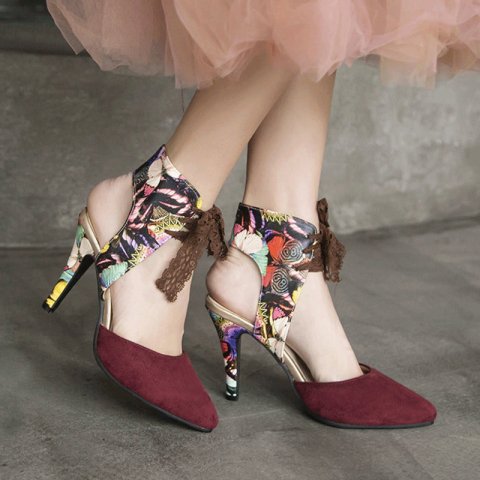 Colorblock lace up sandals