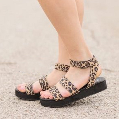 Womens wedge platform leopard print sandals