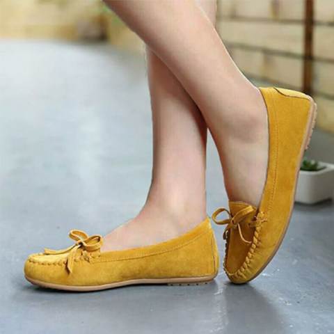 Womens casual flat suede non slip shoes