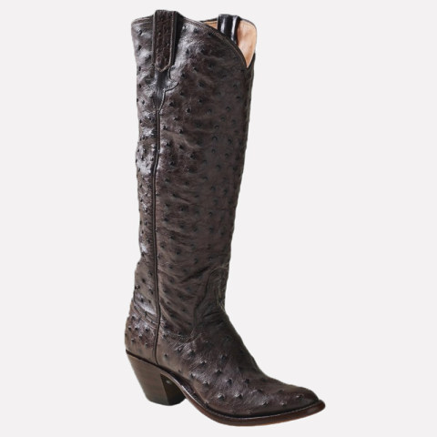 Womens fashion ostrich pattern leather boots