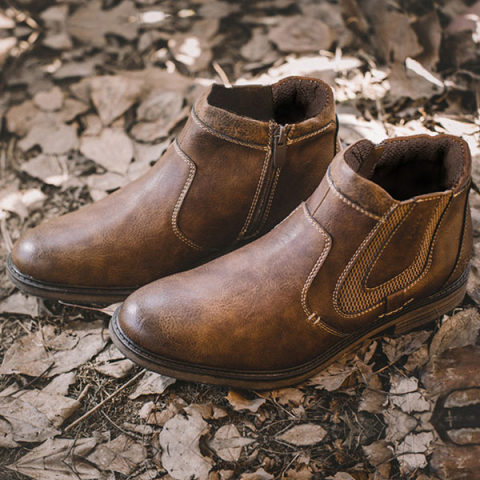Mens Mid heel Vintage Leather Boots