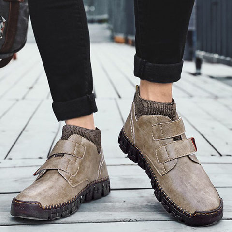 Mens Handmade Thread Stitching Leather Boots