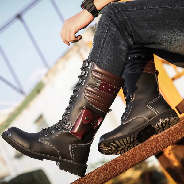 Men's Lace-up High-top Combat Boots - Fineyoyo.com 