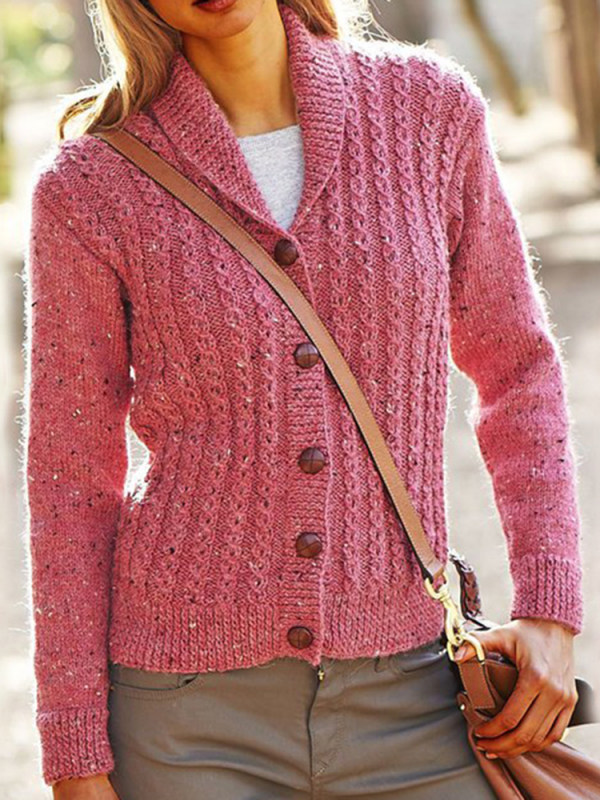 

Women's casual pure color V-neck single-breasted coat