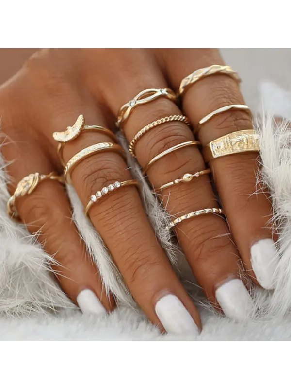 Eagle Winding Knotted Carved 12 Piece Vintage Diamond Ring Set - Luvyle.chimpone.com 