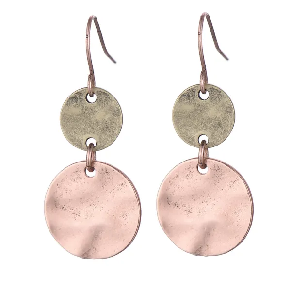 Vintage two-tone stitching ring earrings - Leanarea.chimpone.com 