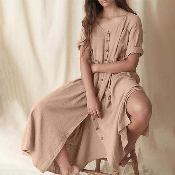 linen shirt dress button front