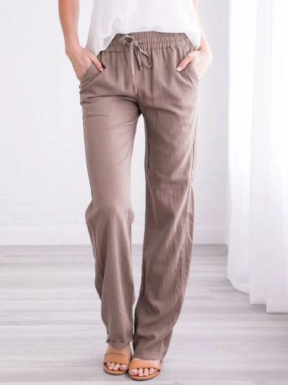Women's fashion loose solid color wild casual trousers