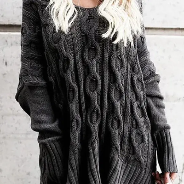 Casual solid color knitted sweater - Leanarea.chimpone.com 