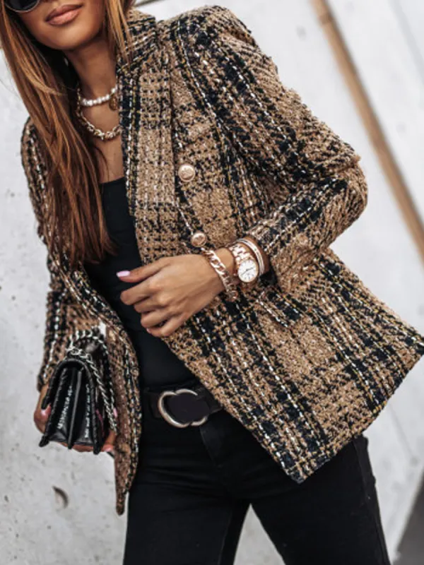 Retro ancient beauty slim-fit plaid long-sleeved small suit - Luvyle.chimpone.com 