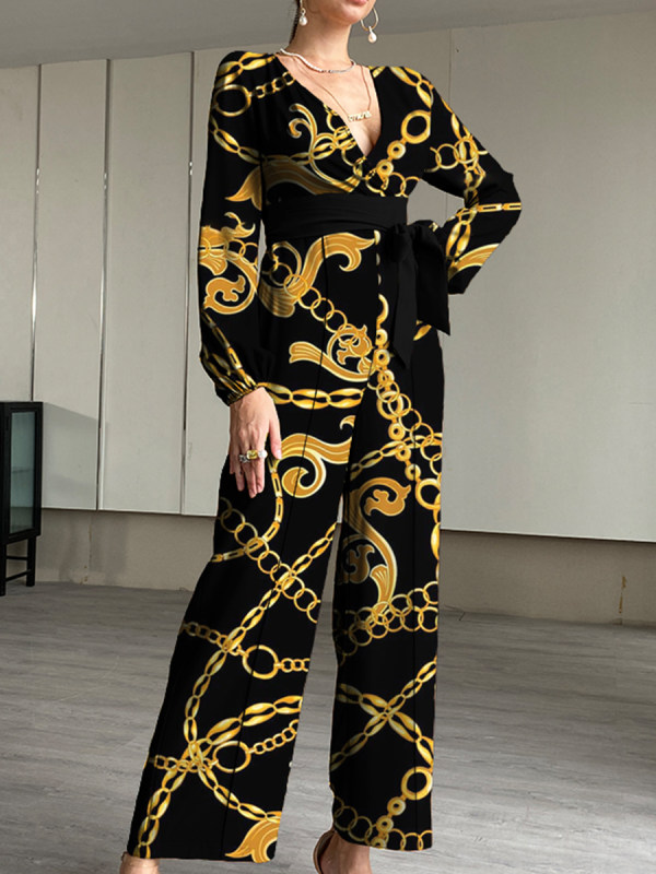 chain print jumpsuit