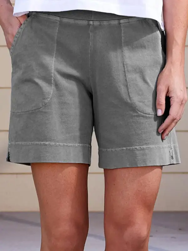 Pure Color Pocket Casual Shorts - Realyiyi.com 