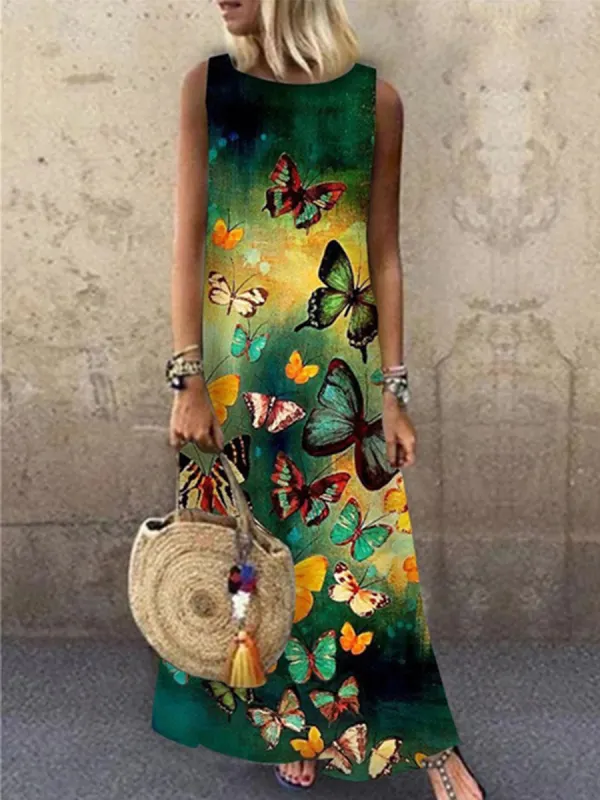 Floral Print Crewneck Dress - Ininrubyclub.com 