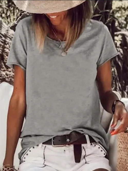 Women's Solid Color Basic Crew Neck T Shirt