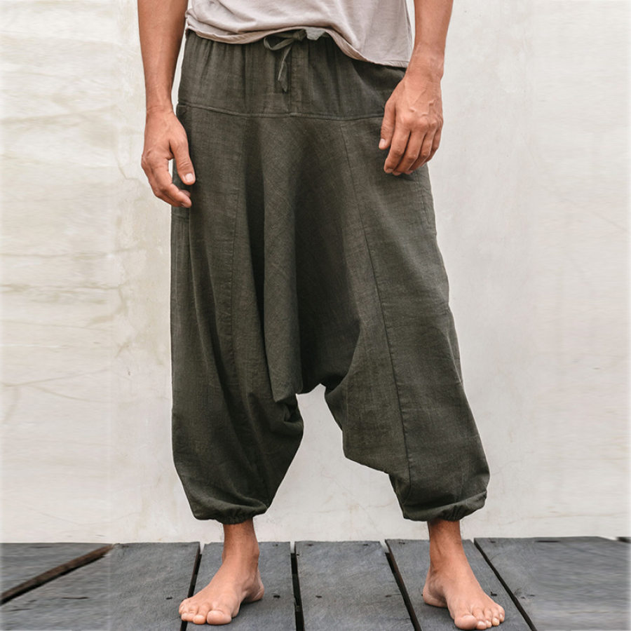 

Cotton Linen Low Crotch Wide Leg Pants