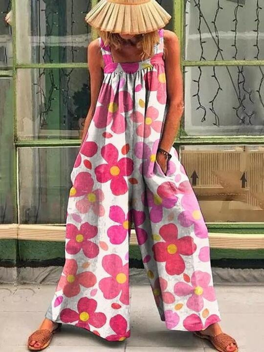 Relaxed Loose Floral Print Jumpsuit