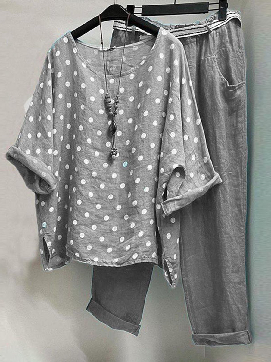 Fashion Casual Polka Dot Two piece Suit