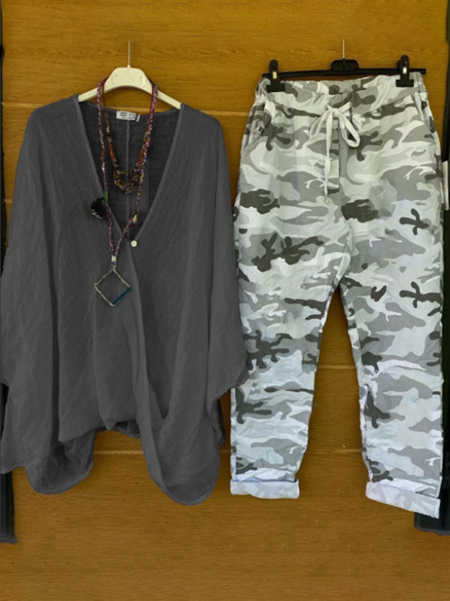 Fashion Casual Camouflage Two piece Suit