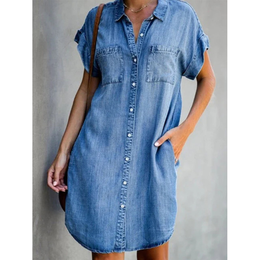 

Robe En Jean Décontractée à Manches Courtes