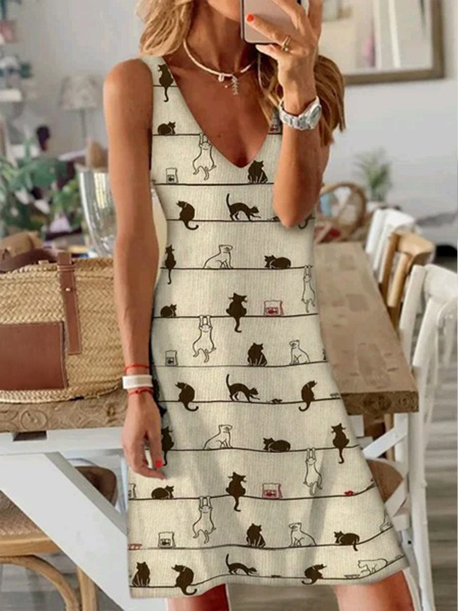 Summer Print Sleeveless Resort Dress