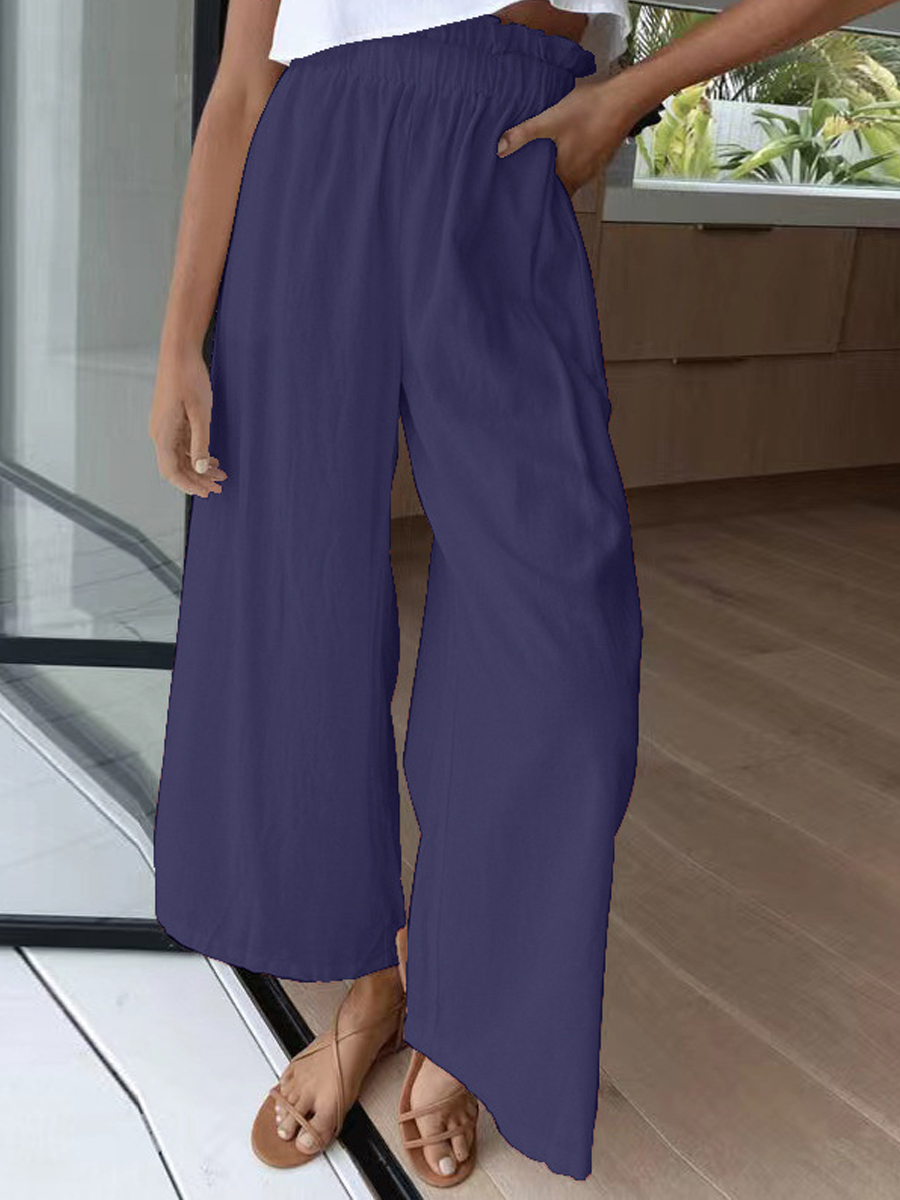 Loose Casual Solid Color High Waist Wide Leg Pants