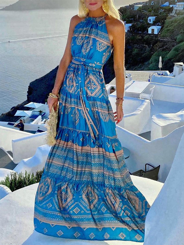 Ladies Elegant Print Slip Dress