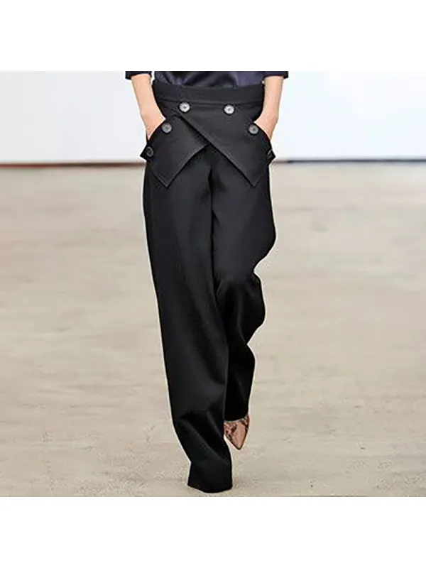 Elegant And Fashionable Buttons Decorated Women's Trousers - Machoup.com 