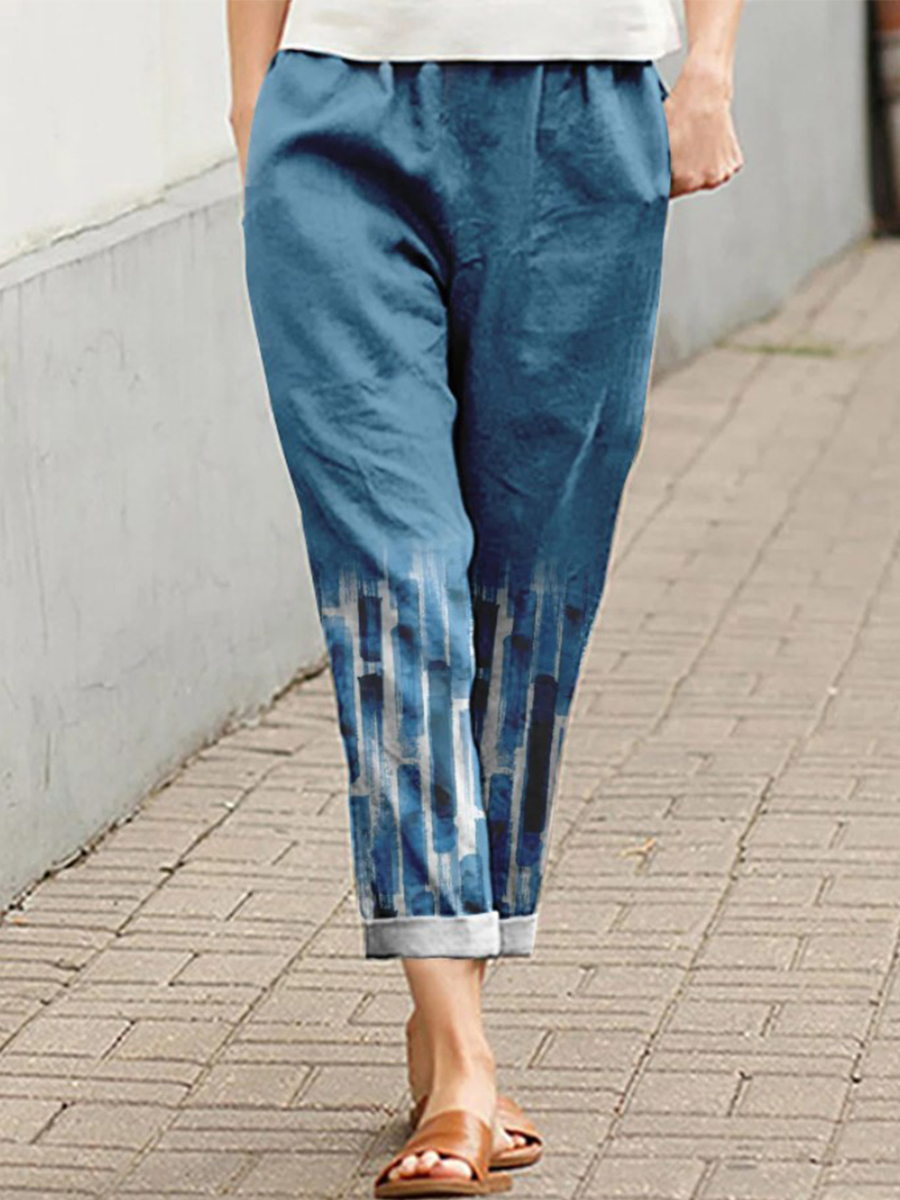 Plus Size Casual Loose Print Pants