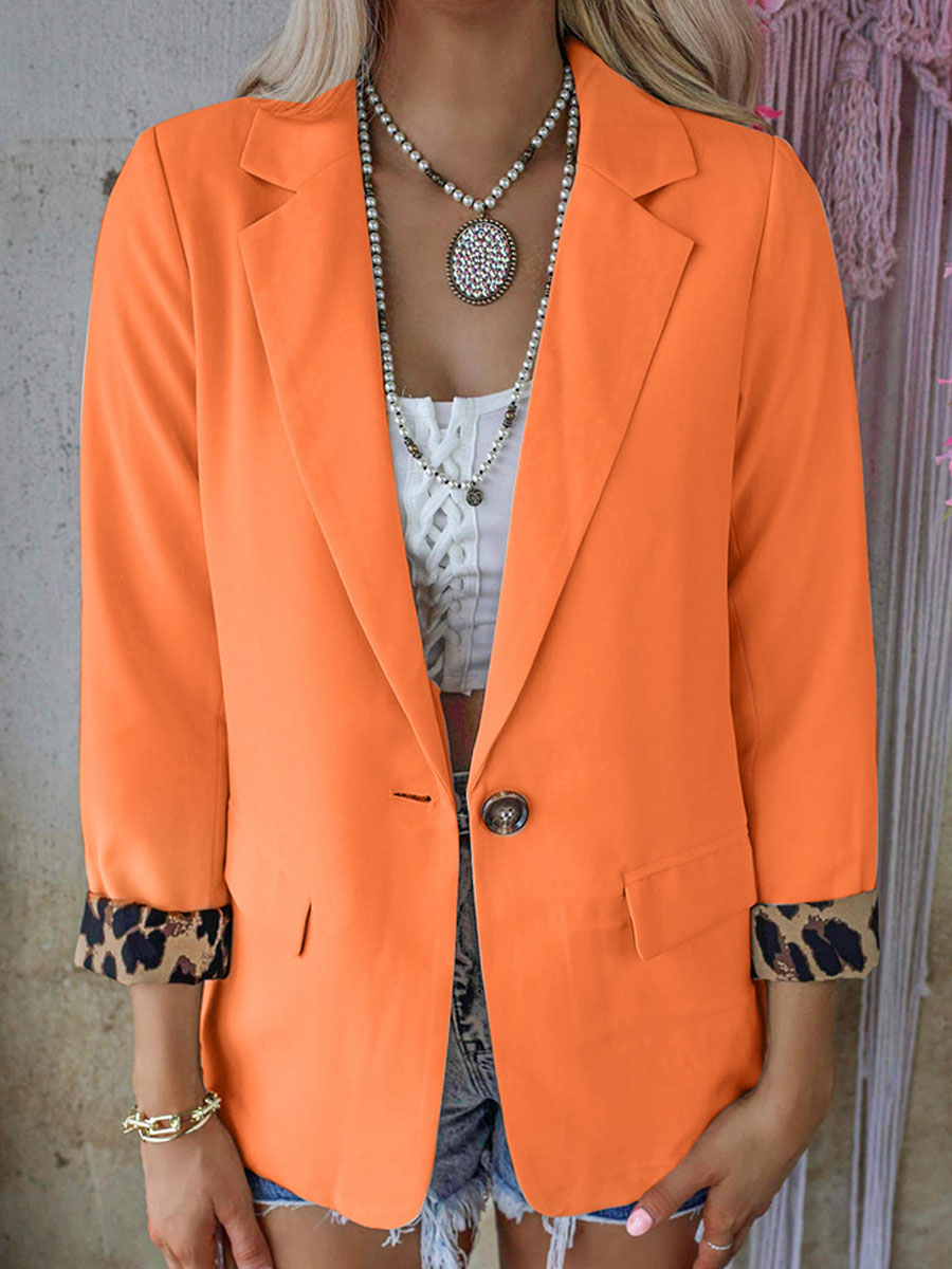 Casual Loose Leopard Print Long Sleeve Cardigan Blazer