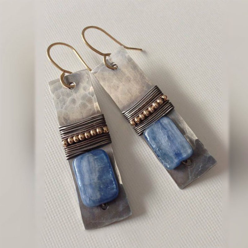 Woman Fashion Bohemia Blue Alloy Earrings