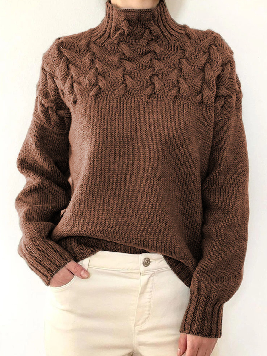 Fashion Turtleneck Twist Solid Color Long Sleeve Sweater