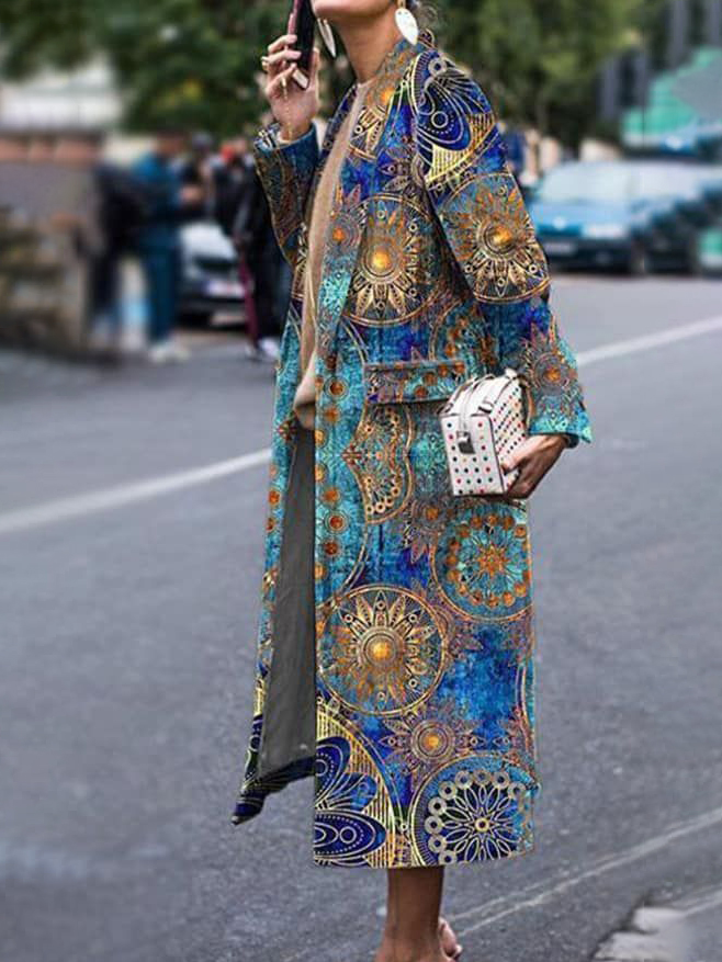 Casual Fashion Check Lapel Long Sleeve Coat